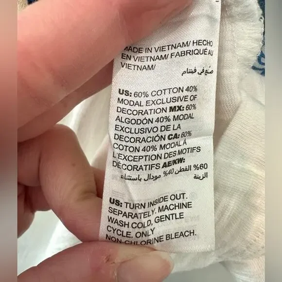 CHICO’S | White Boho Patchwork Short Sleeve Top | Size 3 XL - Picture 7 of 8